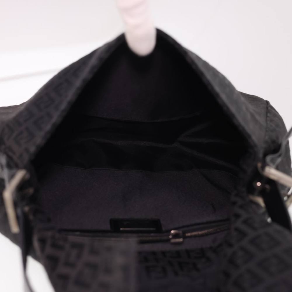 FENDI Zucchino Canvas Mamma Baguette Shoulder Bag Black Auth fm2228 - Picture 11 of 16